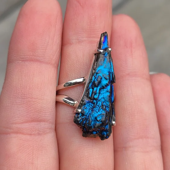 Rainbow Aura Kyanite 925 Ring